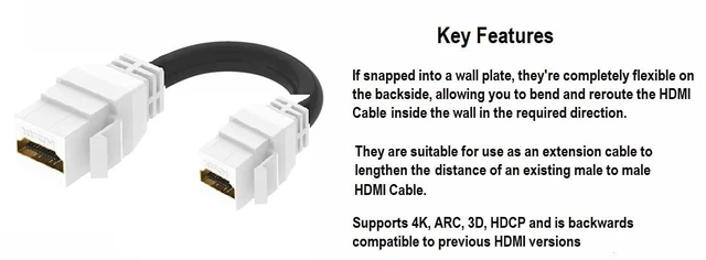 Main image of RiteAV - HDMI Female-Female Pigtail Extension Cable Coupler Keystone Dongle Jack White/White (25 Pack)