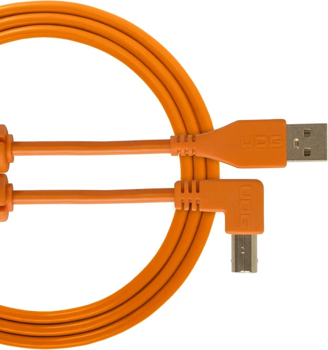 Main image of UDG Ultimate USB Cable - USB 2.0 A-B - High-Speed, Audio Optimized - Orange, Angled, 9.8 ft (U95006OR)