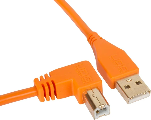 Alt view image 2 of 7 - UDG Ultimate USB Cable - USB 2.0 A-B - High-Speed, Audio Optimized - Orange, Angled, 9.8 ft (U95006OR)