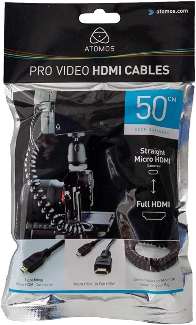 Alt view image 2 of 3 - ATOMOS Micro HDMI to Full HDMI Cable, Curled, 19.7 inches (50 cm) (25.6 inches (65 cm) Extension Compatible, ATOMCAB014