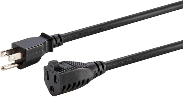 Alt view image 2 of 6 - Monoprice Extension Cord - Outdoor NEMA 5-15P to NEMA 5-15R, 15 Amp, 125 Volt, 3-Prong, 14AWG, 50 Feet, Black