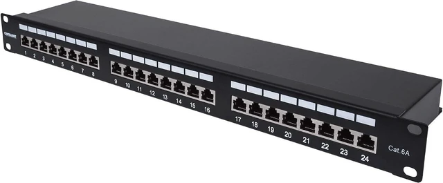 Main image of Intellinet Cat6a Shielded 24-Port 1U Patch Panel, Black