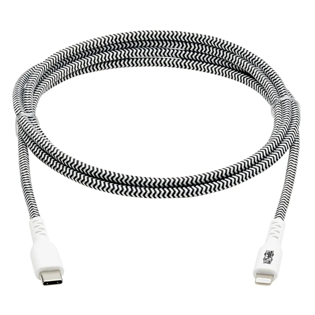Alt view image 2 of 4 - TRIPP LITE Apple MFI Certified Cable, Lightning to USB-C Sync Charge Cord, Heavy-Duty Aramid Fiber, 10 ft. (M102-010-HD)