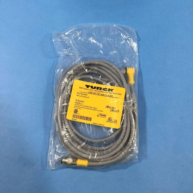 Main image of TURCK WK 4.4T-4-RS 4.4T 4 Meter Length, 4 Wire, CORDSET, Double Ended, M12 EUROFAST, Nickel Plated Brass Coupling, NO LEDs, PVC Jacket, Right Angle Female Connector, Standard Plug Body, Straight Male