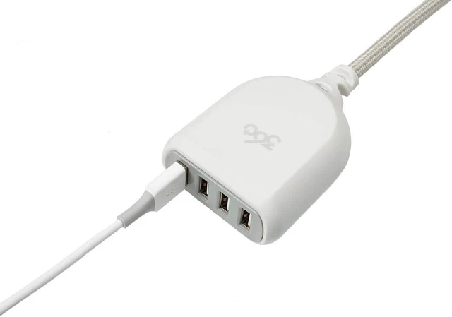 Alt view image 3 of 3 - 360 Electrical Habitat 4.8, 6 ft 4-Port USB Extension Cord, Durable Braided Casing, Color: Titanium, 4.8A, USB Charger Cable, Power Strip USB Hub Charging Station for USB C, Iphone, Tablet, Android
