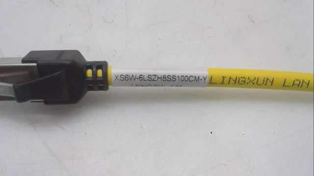 Main image of OMRON XS6W-6LSZH8SS100CM-Y 1 Meter Length, 8 PIN, Category 6A Transmission Characteristics, Industrial ETHERNET Cable, LSZH Sheath Material, Standard RJ45 Connector, Straight Cable, Yellow