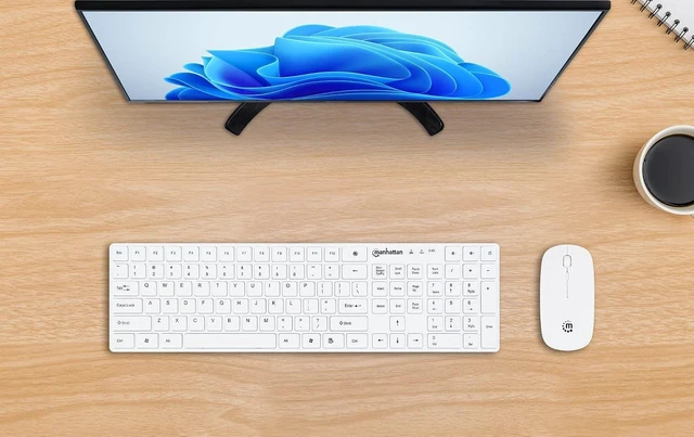 Alt view image 2 of 7 - Manhattan Wireless Keyboard and Mouse Combo Compact Size & Lightweight - with 2.4G USB Dongle - for PC Computer Laptop - Compatible with Windows and Mac 3 Yr Mfg Warranty White - 180634