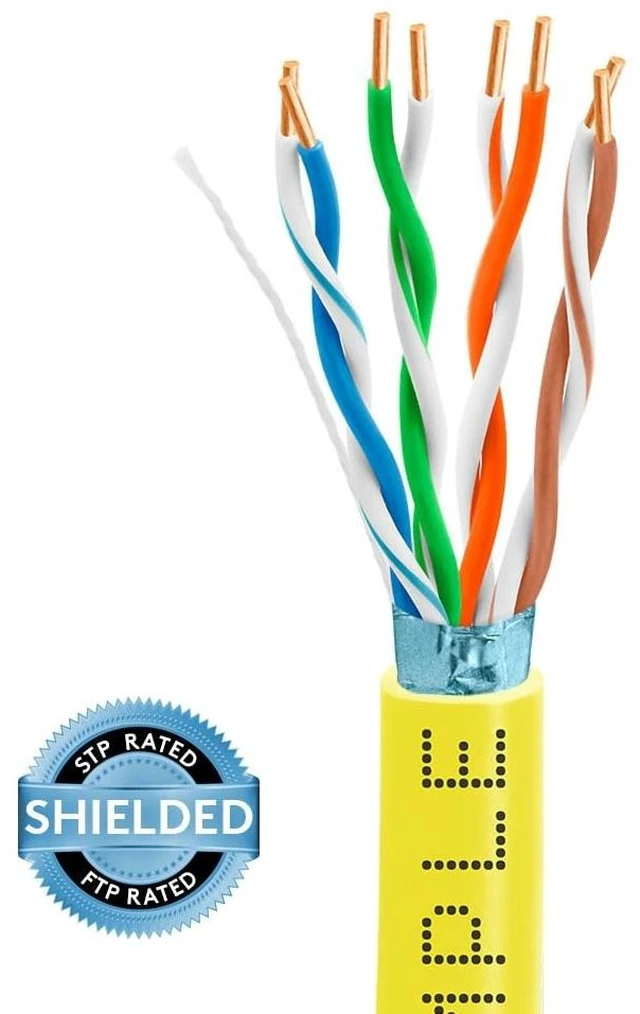 Alt view image 3 of 3 - Yellow Cat5e Shielded Ethernet Cable 1000ft