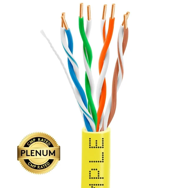 Alt view image 3 of 3 - 1000ft Cat5e Plenum Ethernet Cable Yellow