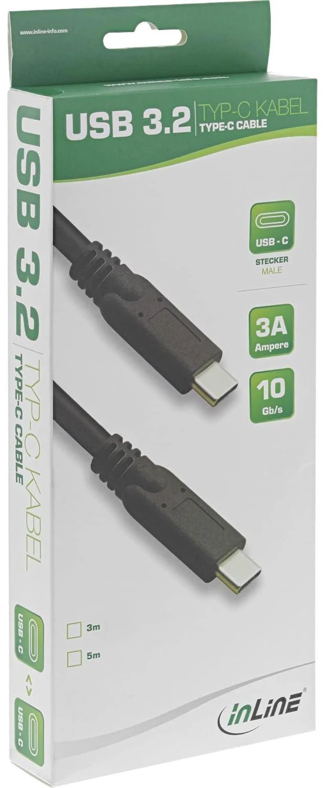 Alt view image 2 of 3 - InLine USB 3.2 Gen.1x2 Kabel - USB Typ-C Stecker/Stecker, schwarz, 5m