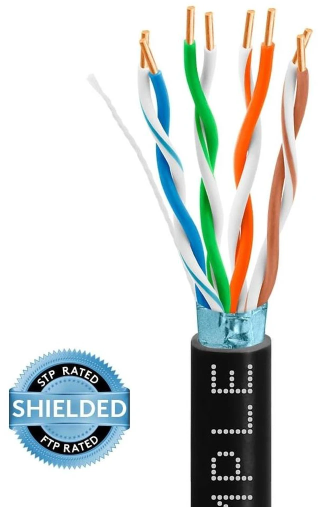 Alt view image 3 of 3 - Black Cat5e Shielded Ethernet Cable 1000ft