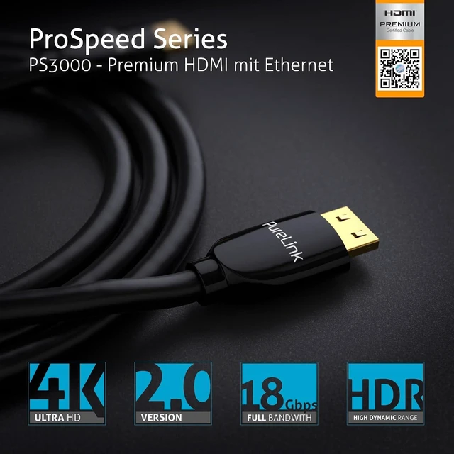 Alt view image 5 of 7 - PureLink HDMI Cable 2.0 4K 60Hz Ultra HD 18Gbps Ethernet Secure Lock 1 m