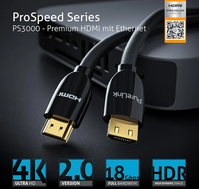 Alt view image 4 of 7 - PureLink HDMI Cable 2.0 4K 60Hz Ultra HD 18Gbps Ethernet Secure Lock 1 m