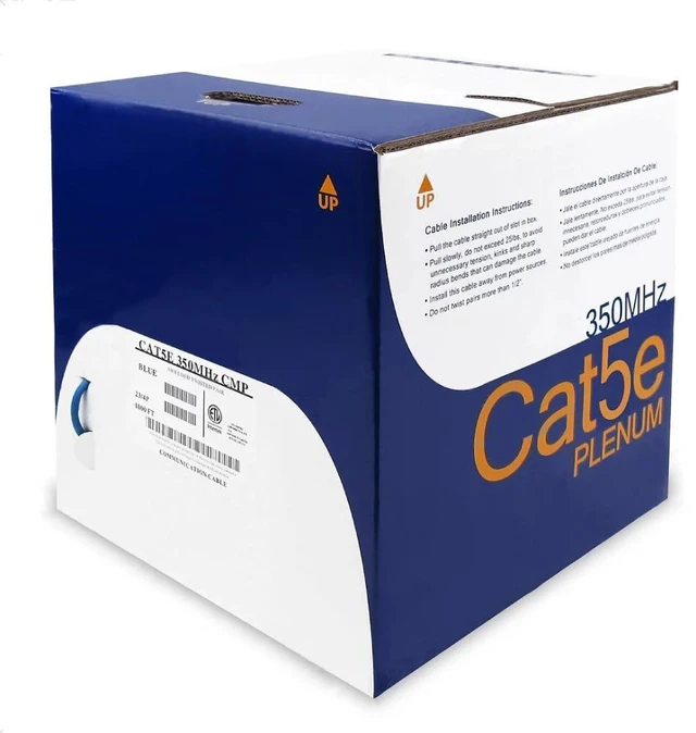 Alt view image 3 of 3 - 1000ft Cat5e Plenum Ethernet Cable Blue