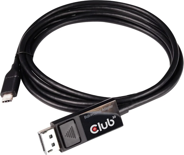 Alt view image 6 of 6 - Club CAC-1557 3D USB Adapter Cable 1.8 m Type C to Display Port 8K 60 Hz HDR Black