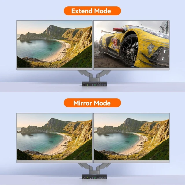Alt view image 3 of 7 - HDMI KVM Switch 2 Monitors 4 Computers 4K@60Hz Audio RS232 EDID Emulation
