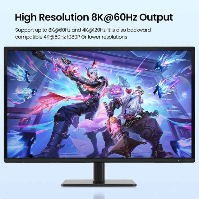 Alt view image 3 of 7 - 8K60Hz 4K120Hz HDMI KVM Switch 1 Monitor 2 Computers, 2 Port KVM Switch for Controlling 2 PCs with 1 Monitor, Keyboard and Mouse, 4 Port USB 3.0 for Peripheral