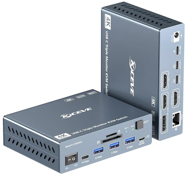 Main image of Thunderbolt 4 KVM Switch 3 Monitors 2 Laptops for Windows, Macs (M1M5)