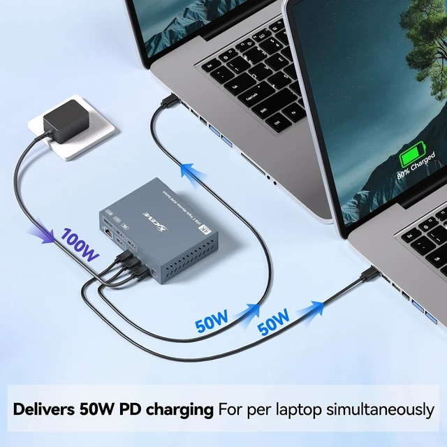 Alt view image 7 of 7 - Thunderbolt 4 KVM Switch 3 Monitors 2 Laptops for Windows, Macs (M1M5)