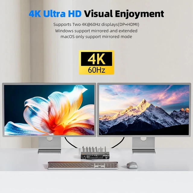 Alt view image 4 of 7 - KCEVE USB C KVM Switch 2 Monitors for 2 Laptops, MST, 100W PD
