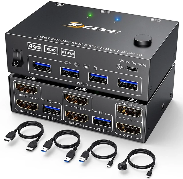 Main image of KVM Switch 2 Computers 2 Monitors for HDMI Device