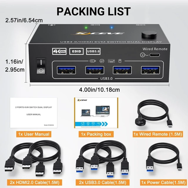Alt view image 7 of 7 - KVM Switch 2 Computers 2 Monitors for HDMI Device