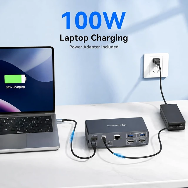 Alt view image 4 of 7 - KVM Switch 2 Monitors 2 Computers, USB-C KVM Docking Station for 2 Laptops, Dual Monitor HDMI KVM with Thunderbolt 4 and EDID, 4K@60Hz/2K@120Hz, 100W PD, 10Gbps USB, Gigabit Ethernet