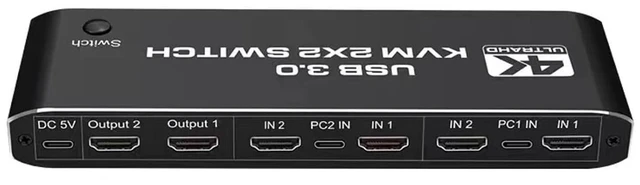 Main image of UHD 4K HDTV KVM USB Switch Splitter 2 in 2 Out for Mouse Monitor No Latency