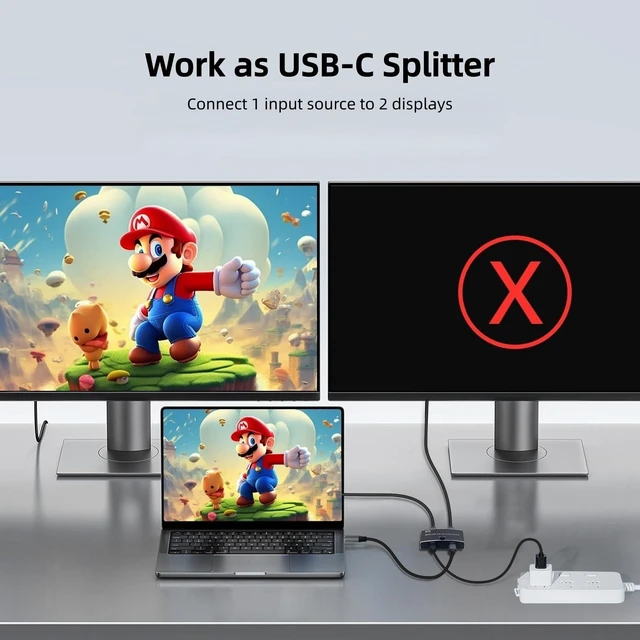 Alt view image 4 of 7 - 40Gbps USB C Switch for 2 Computers, USBC Switcher,2 USB-C Cables