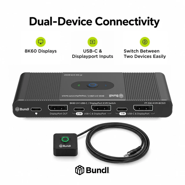 Alt view image 6 of 7 - 8K60 DisplayPort KVM Switch, 2 Computers 1 Monitor
