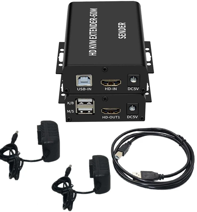 Main image of DC 5V 1A HDTV KVM Extender Sender Receiver HDTV Over RJ45 CAT5e CAT6 Cable with 1080P Video Audio Extension for Laptop