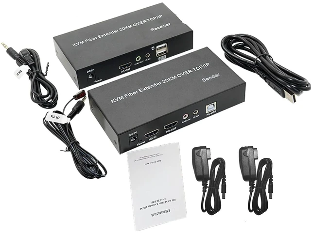 Main image of 20KM Fiber Extender Kit for TCP/IP with USB KVM Audio Video