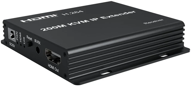 Main image of 200M KVM IP Extender, Over RJ45 cat5e/6 1080P HDMI USB KVM Ethernet Extender one to Many by Gigabit Switch for PC DVR Loptop Support Mouse Keyboard Support Touch Screen Function (RX)