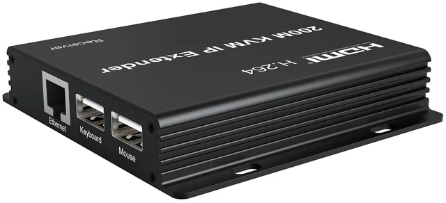 Alt view image 2 of 7 - 200M KVM IP Extender, Over RJ45 cat5e/6 1080P HDMI USB KVM Ethernet Extender one to Many by Gigabit Switch for PC DVR Loptop Support Mouse Keyboard Support Touch Screen Function (RX)