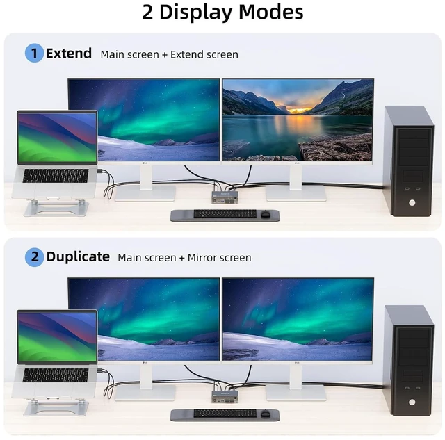 Alt view image 5 of 7 - USB C KVM Switch for 1 Laptop 1 Desktop, Reyoten Dual Monitors KVM 4K@60Hz