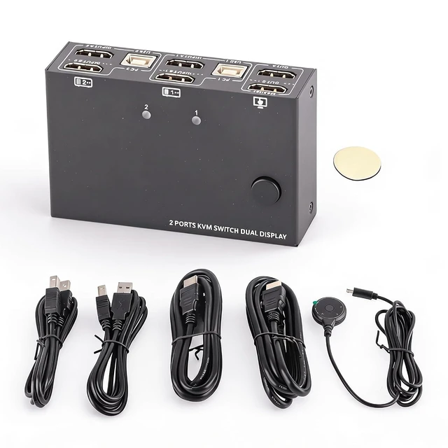Main image of 2 Port KVM Switch Dual Monitor, 4K 30Hz HD Multimedia Interface