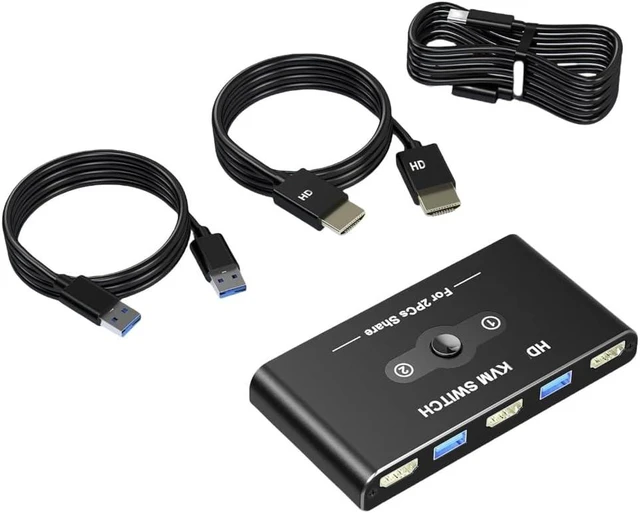 Main image of Fast Speed KVM Switcher 4K60Hz for 2 Computers 1 Display with 4K60Hz HDTV-Compatible and USB3.0 Ports