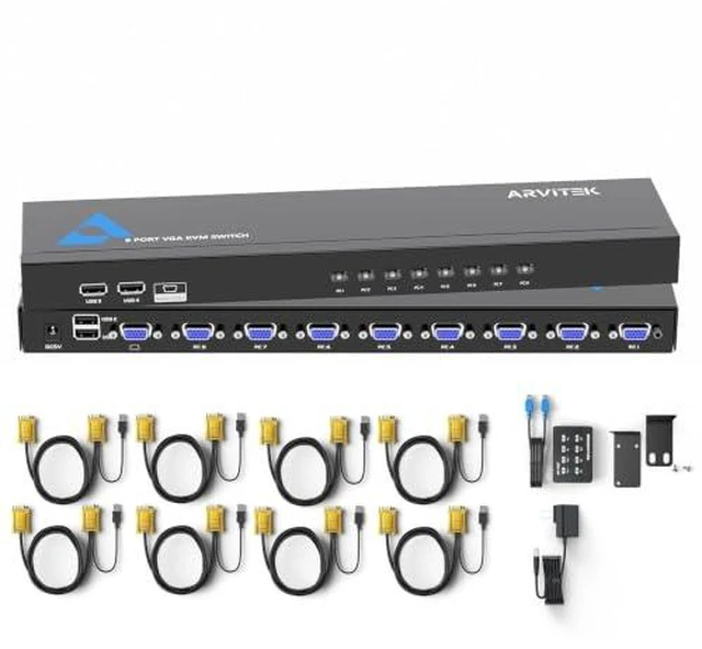 Main image of 8 Port VGA KVM Switch + 1 VGA KVM Cable