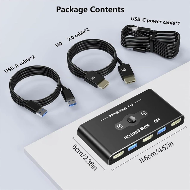 Alt view image 5 of 7 - Fast Speed KVM Switcher 4K60Hz for 2 Computers 1 Display with 4K60Hz HDTV-Compatible and USB3.0 Ports