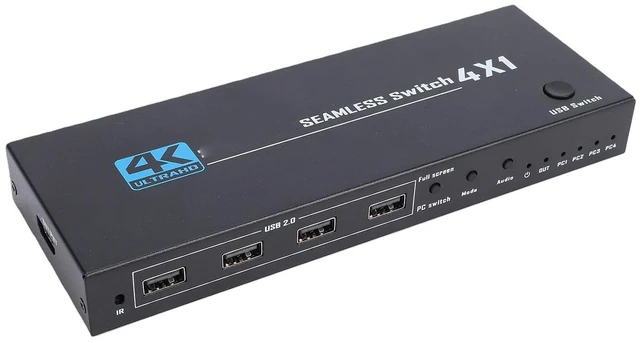 Alt view image 3 of 7 - Dpofirs KVM Switches, 4 Port HD Multimedia Interface Switcher with USB 3W Power, LED Indicator, Plug and Play for PC Computer Desktop Laptop Monitor Display