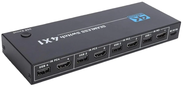 Alt view image 5 of 7 - Dpofirs KVM Switches, 4 Port HD Multimedia Interface Switcher with USB 3W Power, LED Indicator, Plug and Play for PC Computer Desktop Laptop Monitor Display