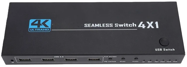 Alt view image 2 of 7 - Dpofirs KVM Switches, 4 Port HD Multimedia Interface Switcher with USB 3W Power, LED Indicator, Plug and Play for PC Computer Desktop Laptop Monitor Display