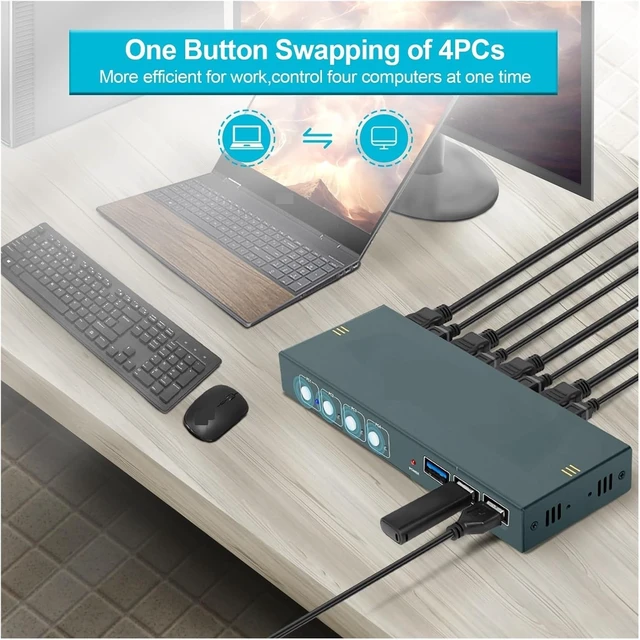 Alt view image 3 of 6 - USB Charger Station, USB3.0 KVM Switch Switcher