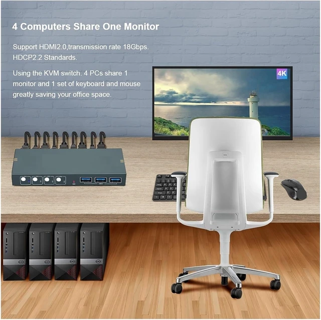 Alt view image 4 of 6 - USB Charger Station, USB3.0 KVM Switch Switcher