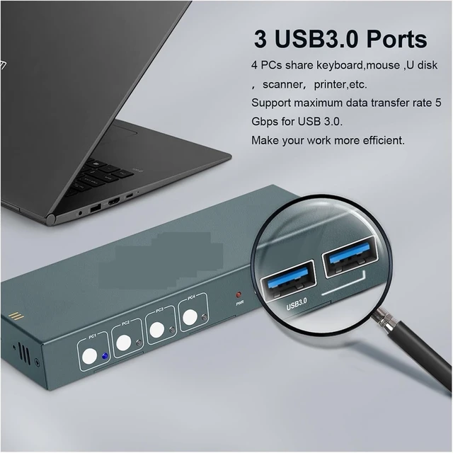 Alt view image 6 of 6 - USB Charger Station, USB3.0 KVM Switch Switcher