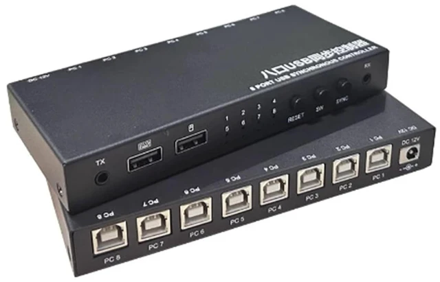 Main image of 2/4/8-Port USB Synchronizer - USB Keyboard Mouse Sync Controller, KVM Switch/Distributor, DNF Game Control Synchronizer, for Game Tudios, Security/Stock Market Surveillance, Offices(4 Ports)