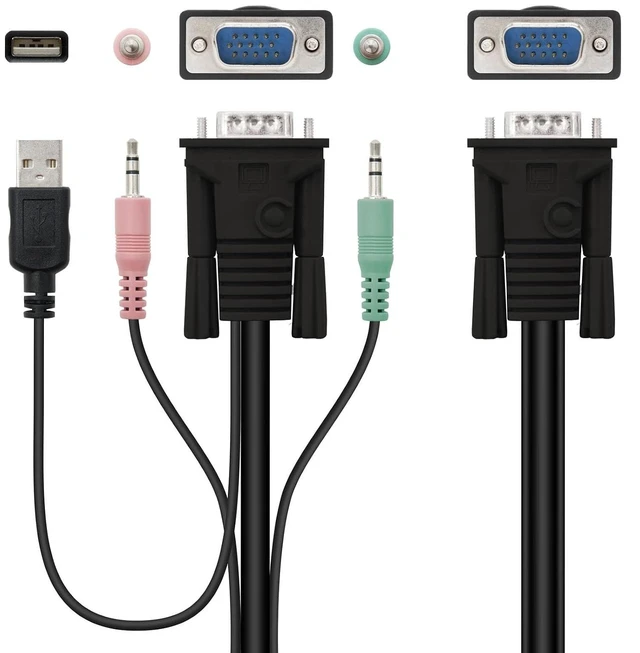 Alt view image 2 of 3 - 1U-2PC USB VGA KVM Switch with Cables Allows You to Control 2 PCs from a Single Unit Compact and efficient for Multi-Computer Management.