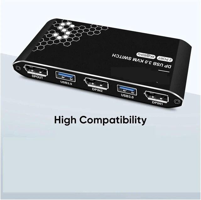 Alt view image 6 of 6 - USB Charger Station, KVM Switch, 2 Ports, 4K Resolution At 60 Hz