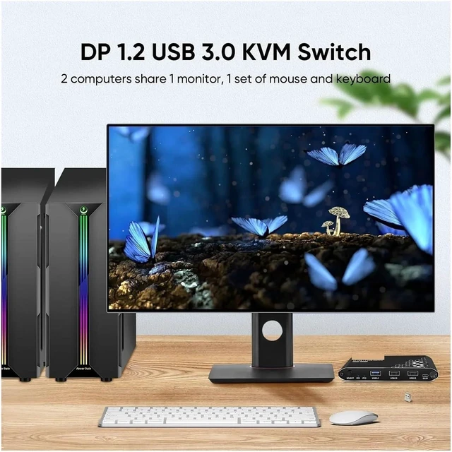 Alt view image 5 of 6 - USB Charger Station, KVM Switch, 2 Ports, 4K Resolution At 60 Hz