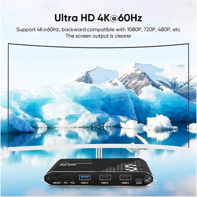 Alt view image 4 of 6 - USB Charger Station, KVM Switch, 2 Ports, 4K Resolution At 60 Hz